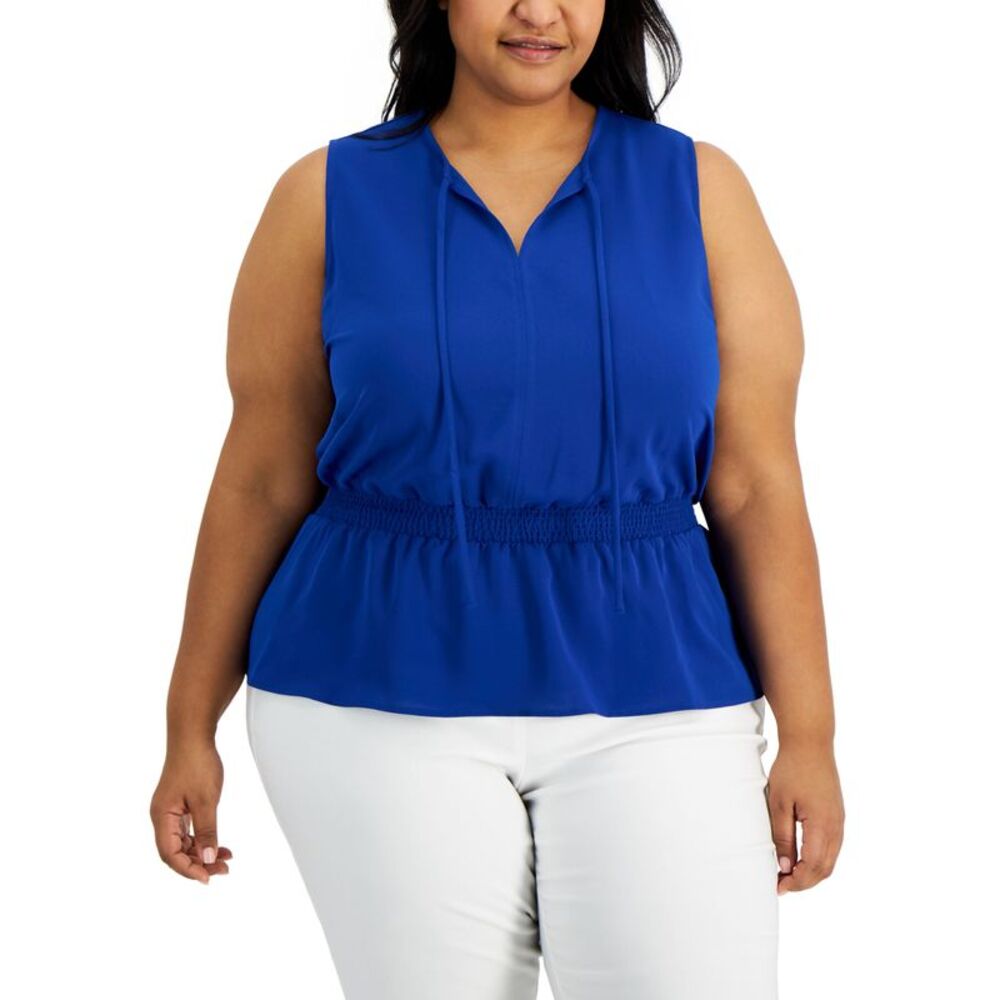 Alfani Plus Size Smocked Waist Top